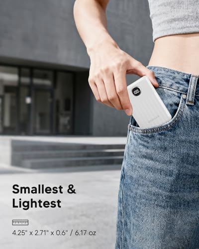 Portable Charger,Ultra Slim 10000mAh 22.5W Power Bank,USB C in/Output Fast Charging Mini Battery Pack Compatible with iPhone 17 16 15 14 Samsung S23 S22 S21 Google iPad etc (White) - color: White