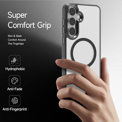 Lunivop for Samsung Galaxy s25 Plus Case Hard [Compatible with Magsafe Wireless Charging] Yellowing Resistant Magnetic Cover Clear para S 25 Plus 6.7 '' 5G 2025 Rugged Best Phone Cases Black - color: Black, size: Compatible with Samsung Galaxy S25 Plus
