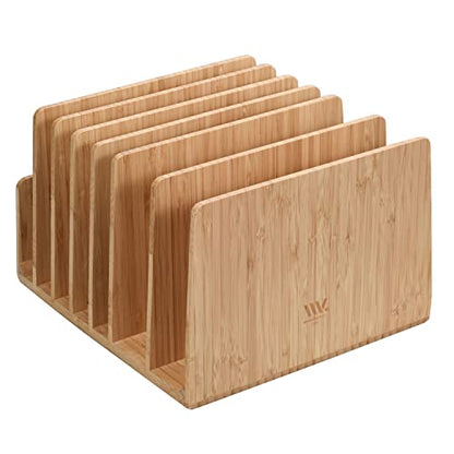 MobileVision Bamboo Device Organizer for Smartphones, Tablets and Laptops, 7 Slots With Extra Wide Slots for Laptops - color: 7 - Slot Stand