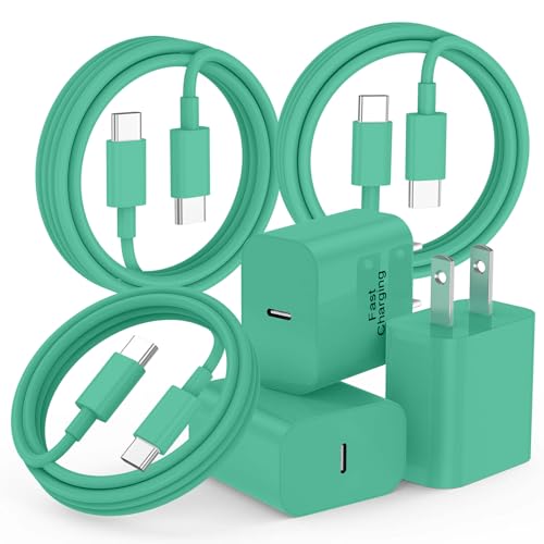 20W iPhone Charger Fast Charging 3-Pack with 6FT USB C to USB Cable, Green - color: Green