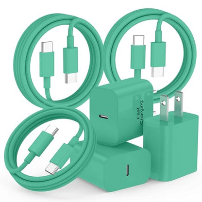 20W iPhone Charger Fast Charging 3-Pack with 6FT USB C to USB Cable, Green - color: Green