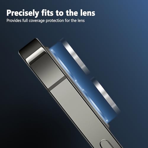 TENOC Camera Lens Protector for iPhone 12 Pro Max, Silver Glitter Individual Metal Ring with 9H Tempered Glass, Bling Sparkle Case Friendly Cover