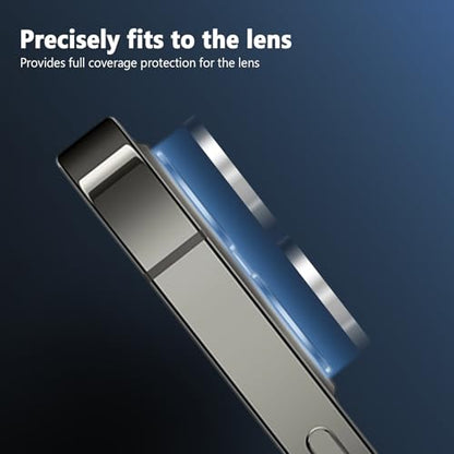 TENOC Camera Lens Protector for iPhone 12 Pro Max, Silver Glitter Individual Metal Ring with 9H Tempered Glass, Bling Sparkle Case Friendly Cover