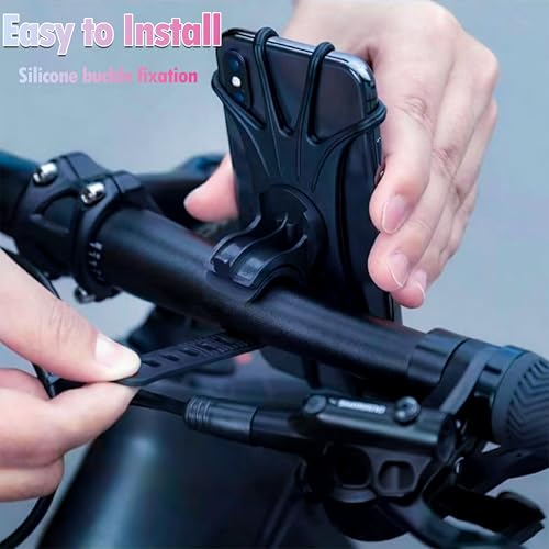 Bike Phone Mount Universal, 360°Rotation Silicone Bicycle Phone Holder Phone Holder for Bike Mount Compatible, for 4.7-6.9 Inches Phones, Easy Installation (2, Black)
