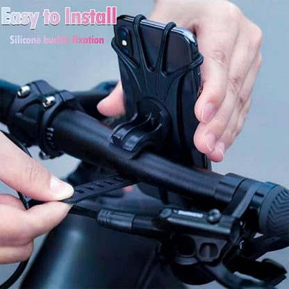 Bike Phone Mount Universal, 360°Rotation Silicone Bicycle Phone Holder Phone Holder for Bike Mount Compatible, for 4.7-6.9 Inches Phones, Easy Installation (2, Black)