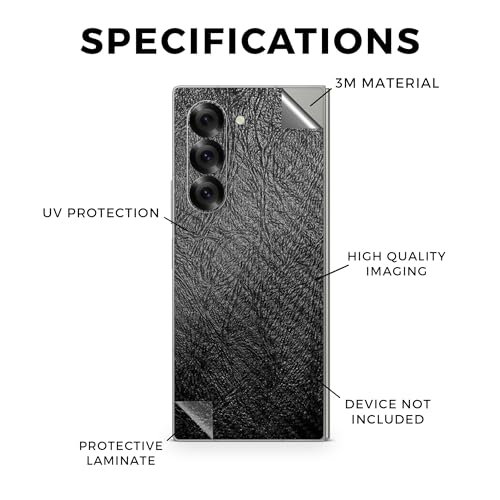 Carbon Fiber Phone Skin Compatible with Samsung Galaxy Z Fold 6 - Black Leather - Premium 3M Vinyl Protective Wrap Decal Cover - Easy to Apply | Crafted in The USA by MightySkins - color: Black Leather, style: Carbon Fiber Textured Finish