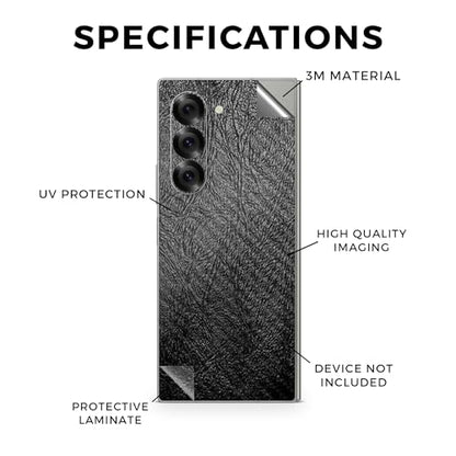 Carbon Fiber Phone Skin Compatible with Samsung Galaxy Z Fold 6 - Black Leather - Premium 3M Vinyl Protective Wrap Decal Cover - Easy to Apply | Crafted in The USA by MightySkins - color: Black Leather, style: Carbon Fiber Textured Finish