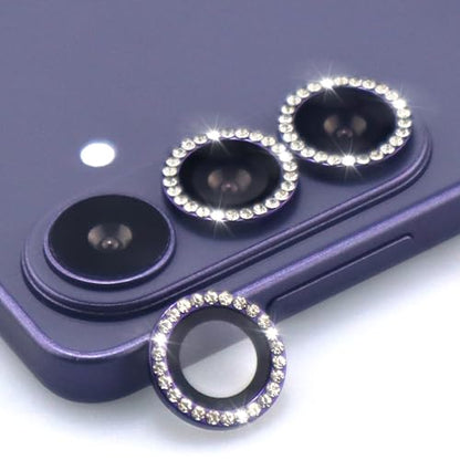 for Samsung Galaxy S26 / S26 Plus Camera Lens Protector, Bling Diamond Metal Ring Tempered Glass Lens Cover, Sparkly Rhinestone Accessories (Violet) - color: Violet