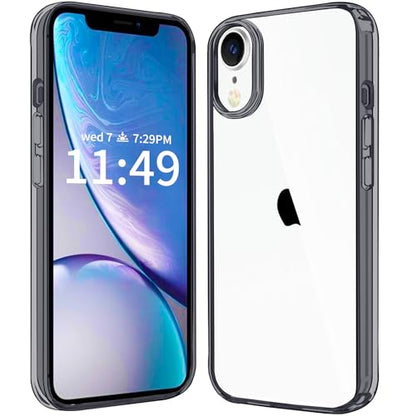 JJGoo Compatiable with iPhone XR Case Clear, Transparent Shockproof Phone Case, Slim Anti-Scratch Hard PC Back Protective Cover Bumper, Transparent Black - color: Transparent Black
