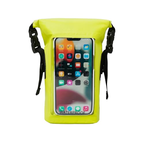 geckobrands Waterproof Phone Tote with 2L Dry Bag and Adjustable Strap – Protect Your Phone and Valuables While on The Go - color: Bright Green