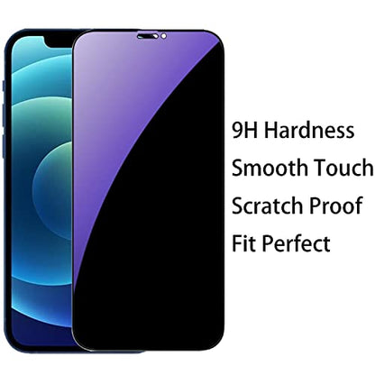 2 Pack Anti-Blue Privacy Tempered Glass Suit for iPhone 12 / iPhone 12 Pro Anti-Spy Screen Protector Anti-Peeping Film 9H Hardness Anti-scratch Full Covered 6.1 inch (Blue) - size: For iPhone 12 / 12 Pro