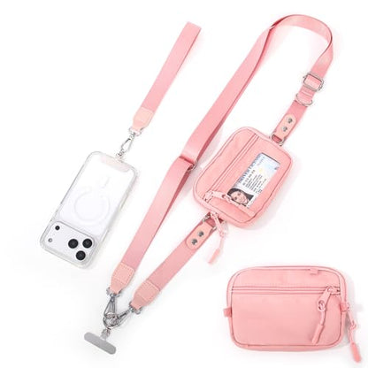 Crossbody Body Phone Holder for Women, New Phone Strap with Zippered Pouch, Adjustable Crossbody Strap - color: New Pink