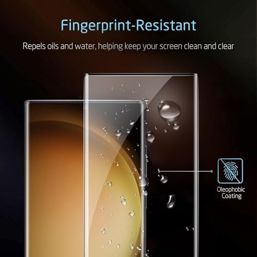 3 Pack HD Clear Tempered Glass Screen Protector for Samsung Galaxy S23 Ultra 5G, Fingerprint Unlock, 3D Curved, Scratch Resistant, Bubble-Free