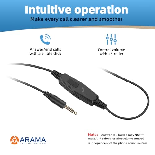 Arama 3.5mm Headset for Noise-Canceling Mic USB-C for PC/iPhone/iPad/Tablet
