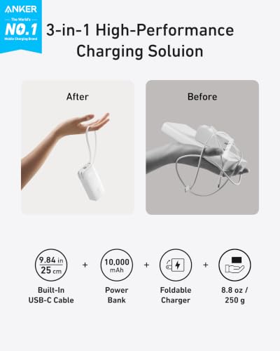 Anker Nano 3-in-1 Portable Charger,10,000mAh 30W Travel Power Bank - color: Blue