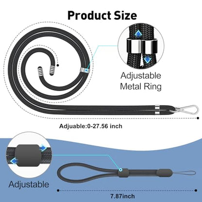 Phone Lanyard, SHANSHUI Adjuatable Cell Phone Lanyard Crossbody Long & Wrist Nylon Cellphone Lanyard for Around The Neck Tether Pads for All Mobile Phones Black - color: Black