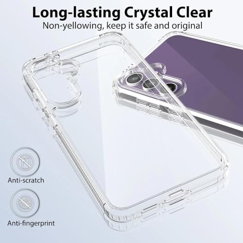 for Samsung Galaxy S24 FE Case Crystal Clear Slim Hard Case Hybrid Shockproof Bumper with Tempered Glass Screen Protector Full Body Anti-Yellow Anti-Scratch Phone Protective Cover - color: Galaxy S24 FE