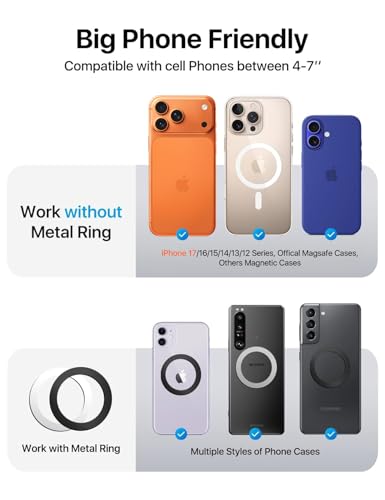 andobil Upgraded for Magsafe Car Mount Pro [Strongest Magnet, Big Phone Friendly] 360° Rotation Magnetic Phone Holder for Car Vent for iPhone 17 Pro Max 16/15/14/13/12 Samsung S26/S25 (Carbon Fiber) - color: Black-P2