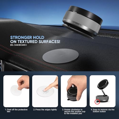 Vacuum Suction Phone Holder Magnet, 360° Adjustable Foldable Portable Vacuum Magnetic Phone Mount Stand (Black)