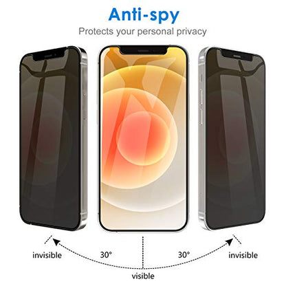 JETech Privacy Screen Protector for iPhone 12, 2+2 Pack - size: iPhone 12