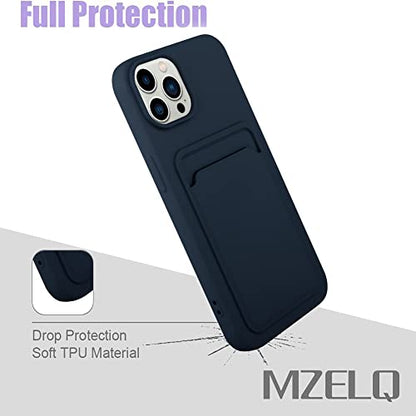 MZELQ Compatible with iPhone 14 Pro Max Case Card Holder -Blue | Wallet Cover,Camera Protection + Screen Protector Soft Card Slot Phone Case - color: Blue, size: iPhone 14 Pro Max
