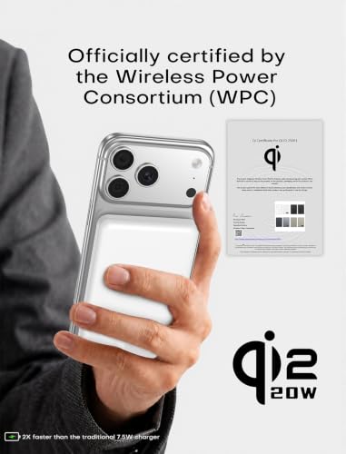 for Magsafe Power Bank Portable Charger 10000mAh Qi2 for iPhone 12-17 - color: White