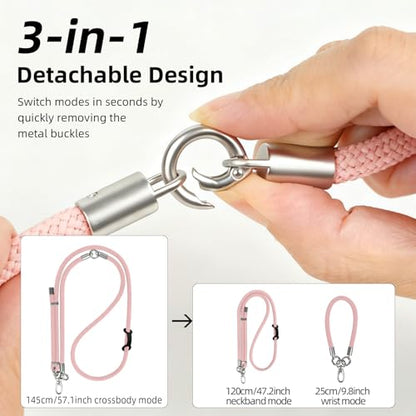 Phone Lanyard, 3 Ways to Wear: Crossbody, Neck and Wrist Strap - color: Pink