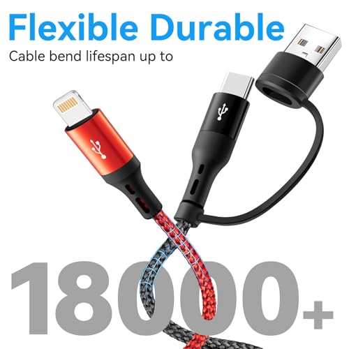 Multi Charging Cable 4 in 1 USB C Multiple Fast Charger Cable 4ft - color: Black2