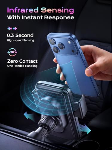 Phone Holders 15W Wireless Car Charger Smart Screen Rotation - color: Black