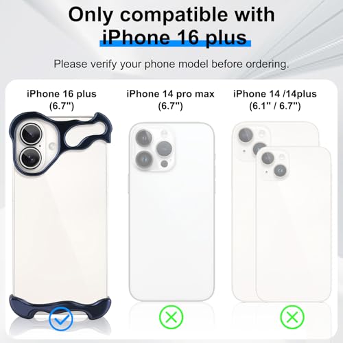 Frameless Phone Case Crafted for iPhone 16 Plus Blue - color: Aluminum Blue, size: iPhone 16 Plus