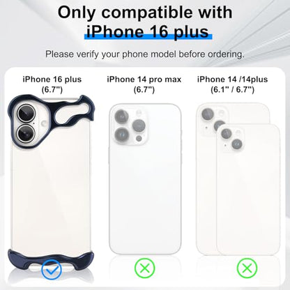 Frameless Phone Case Crafted for iPhone 16 Plus Blue - color: Aluminum Blue, size: iPhone 16 Plus