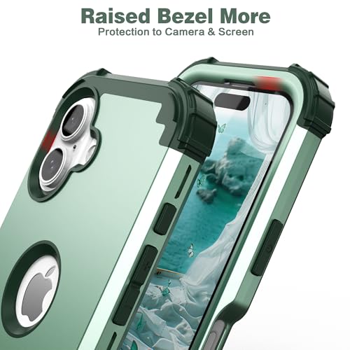 IDweel for iPhone 17 Case with Screen Protector for Men, 3 in 1 Shockproof Slim Fit Hybrid Heavy Duty Hard PC Cover Soft Silicone Bumper Full Body Anti-Fingerprint Case, Mint Green - color: Mint Green