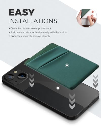 VULKIT Phone Card Holder Slim Elastic Adhesive Phone Wallet Credit Card Sleeves Sticker for Back of Smartphone(Green) - color: Green
