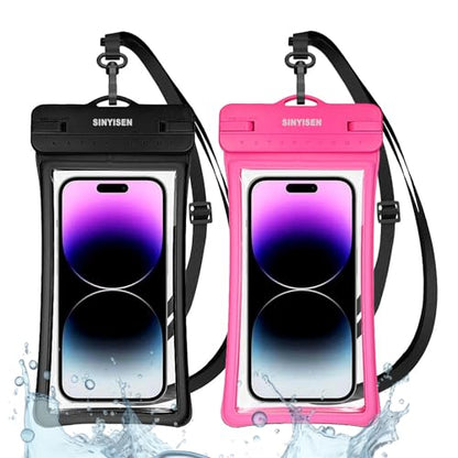 Waterproof Phone Pouch Case with Lanyard,IPX8 Floating Phone Dry Bag,Cell Phone Waterproof Pouch for iPhone 15 Pro Max 14 13 12 Galaxy S24 Ultra S23 S22, 7.0 2pcs (Black +Rose Red) - color: Black +Rose Red