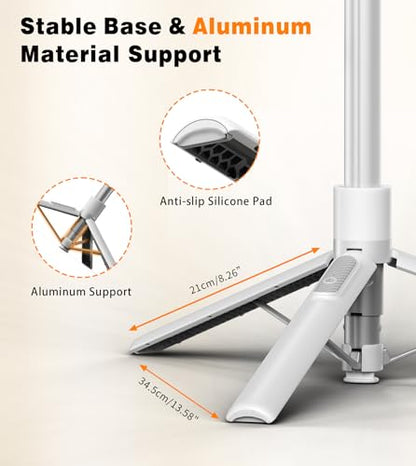 TONEOF 68" Magnetic Aluminum Phone Tripod Selfie Stick for iPhone & Android - color: White