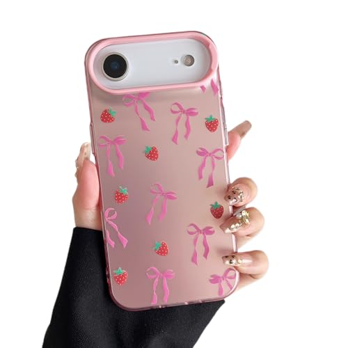 ZTOFERA for iPhone Air Case,Cute Pink Ribbon Bow Tie Aesthetic Phone Case,Trendy Slim Hard IMD Shockproof Protective Bumper Phone Cover for Women Girls,Strawberry - color: Strawberry, size: iPhone Air 6.5"