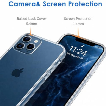 Clear Case for iPhone 12 Pro 6.1 Inch, Transparent Phone Cover, Anti-Yellowing, Shockproof & Scratch-Resistant Slim TPU + PC Protective Case