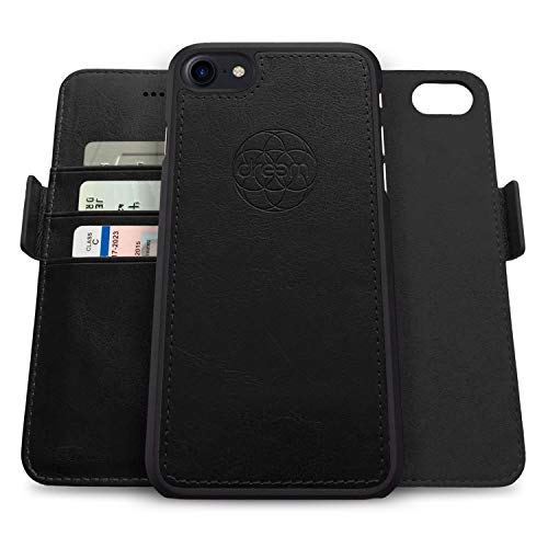 Dreem Fibonacci 2-in-1 Wallet Case for Apple iPhone SE 3 (2022), SE 2, & 8/7 - Luxury Vegan Leather, Magnetic Detachable Shockproof Phone Case, RFID Card Protection, 2-Way Flip Stand - Black - color: Black, size: iPhone SE 3 (2022), SE 2, & 8/7
