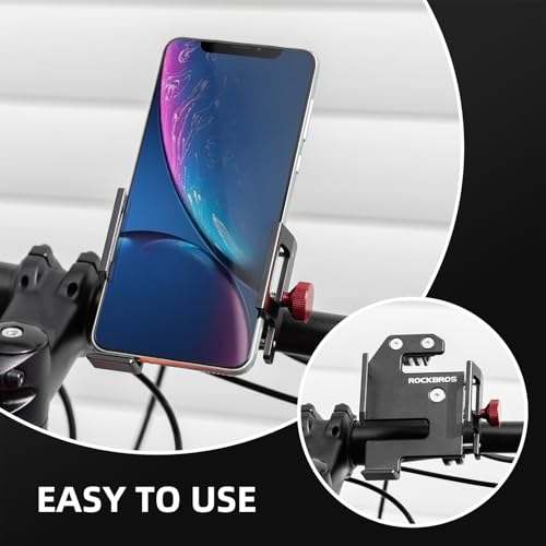 ROCKBROS Bike Phone Mount, Aluminum Handlebar Clamp for 4.7-7.1 in Phones