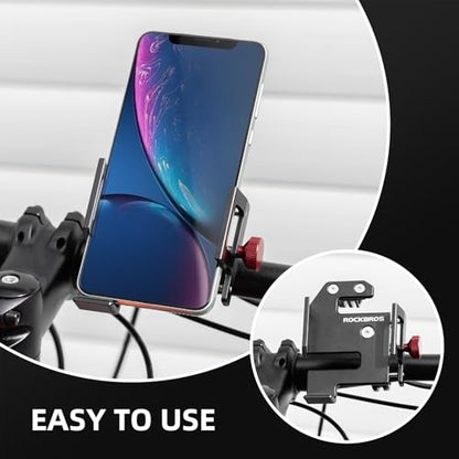 ROCKBROS Bike Phone Mount, Aluminum Handlebar Clamp for 4.7-7.1 in Phones