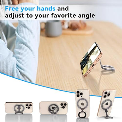Magnetic Ring Holder for MagSafe Dual-Sided, Removable Phone Finger Grip Holder Adjustable Kickstand for iPhone 17/16/15/14/13 Series, Magnet Phone Stand Grip Compatible with Magnetic Car Mount