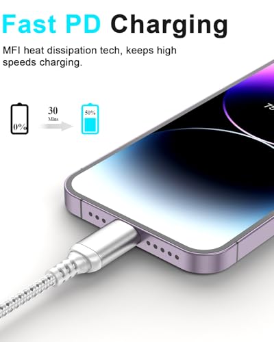 2FT USB C to Lightning iPhone Charger Cable, 2 Pack MFi Certified - size: 2ft