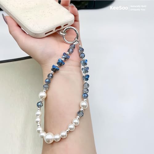 Elegance of the Sea: Pearl & Crystal Original Design Phone Charm with 2 Tether Tabs – Stylish, Durable, and Hands-Free Phone Chain – Compatible with iPhone, Samsung, Pixel & More - color: 06 Elegance of the Sea: Pearl & Crystal