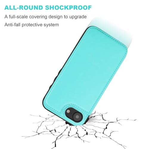 ONETOP for iPhone 17e/16e Wallet Case with Credit Card Holder,LightBlue | Kickstand,ID/Cash Holder,Case Wallet with Card Slots,Double Magnetic Clasp,Durable PU Leather Shockproof Cover for Women Men - color: Light Blue