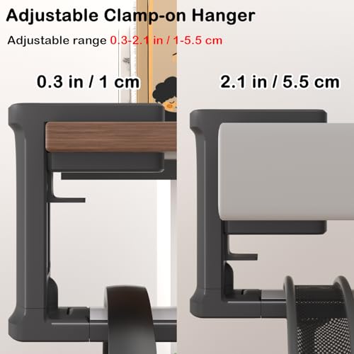 Headphone Hook - Adjustable Clamp-on Headphone Holder (Black_2 Pack) - color: Black_2 Pack