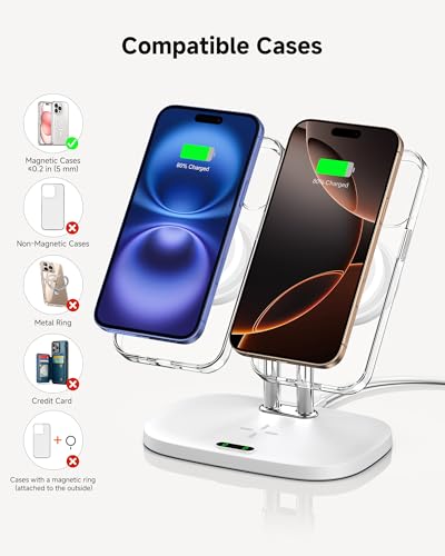 Dual Wireless Charger for iPhone 17, SwanScout 706M, White - color: White