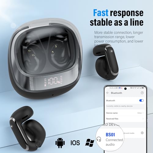 Clip On Ear Buds,Open Ear Headphones,Bluetooth 5.4 HiFi Stereo Clip Earbuds