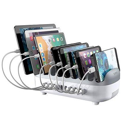 ORICO 10-Port Charging Station, 120W Max Output USB Charger Dock, White - color: 10 USB Ports, White