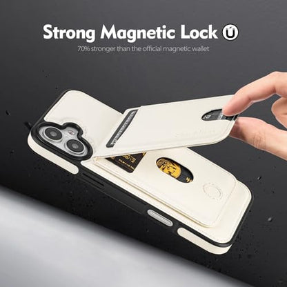 Shieldtop Compatible with MagSafe iPhone 16 Wallet Case,White | 2 in 1 Detachable Magnetic,Credit Card Holder Slots,RFID Blocking,PU Leather,Kickstand,Flip Folio Phone Cover for Men & Women - color: White, size: iPhone 16 6.1"