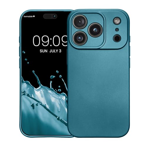 kwmobile Case Compatible with Apple iPhone 17 Pro Case -Soft TPU Back Phone Cover - with Metallic Look - Metallic Caribbean Blue - color: Metallic Caribbean Blue, size: iPhone 17 Pro